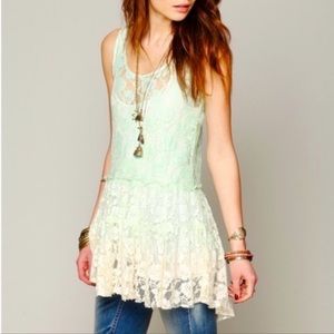 Free People Ombré sheer floral print lace tie die fade dress! Size M!